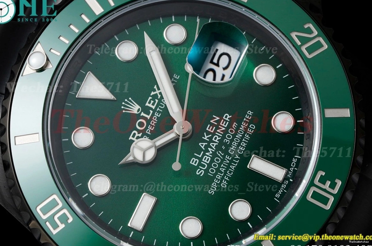 VS3135 SS DLC Green Blaken V6F Dot 40mm Submariner 0407
